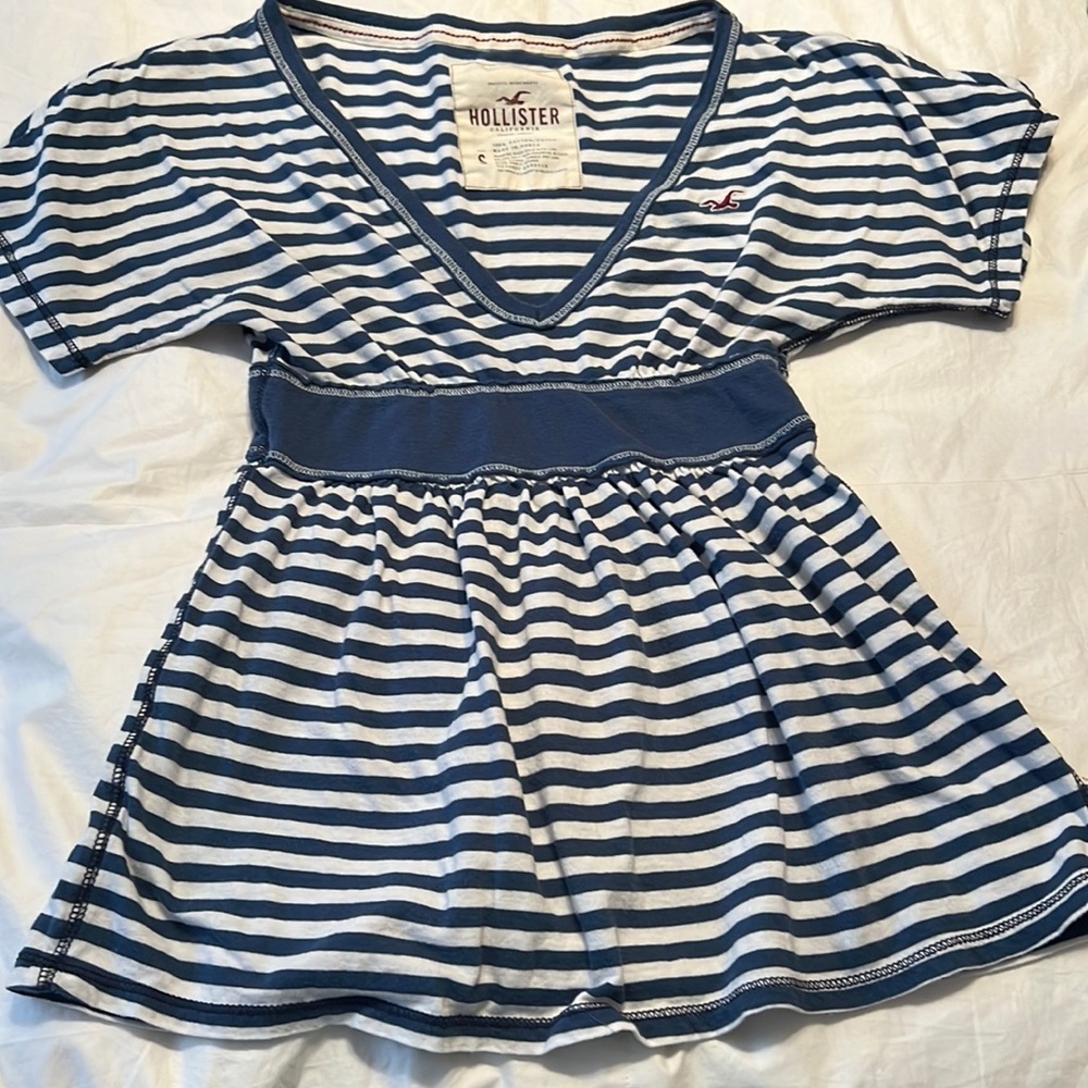 Hollister blue and white stripes shirt. Size S